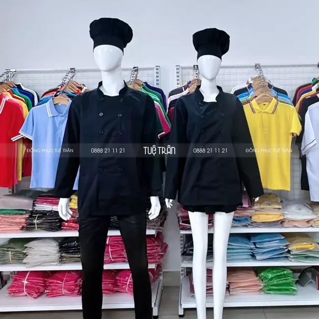 Áo bếp tay dài đen trơn